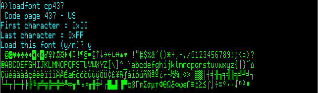 loadfont cp437