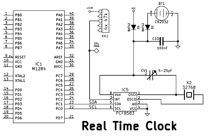 Схема часов на pcf8583p